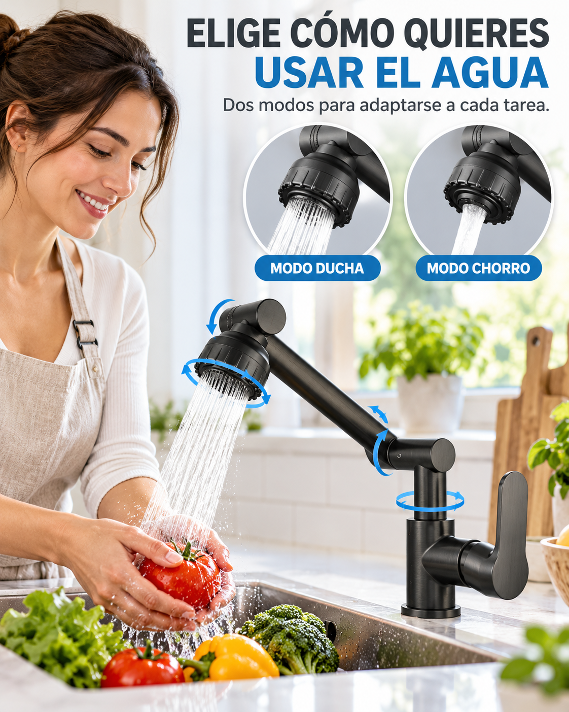 LLAVE MONOMANDO 360° DE COCINA