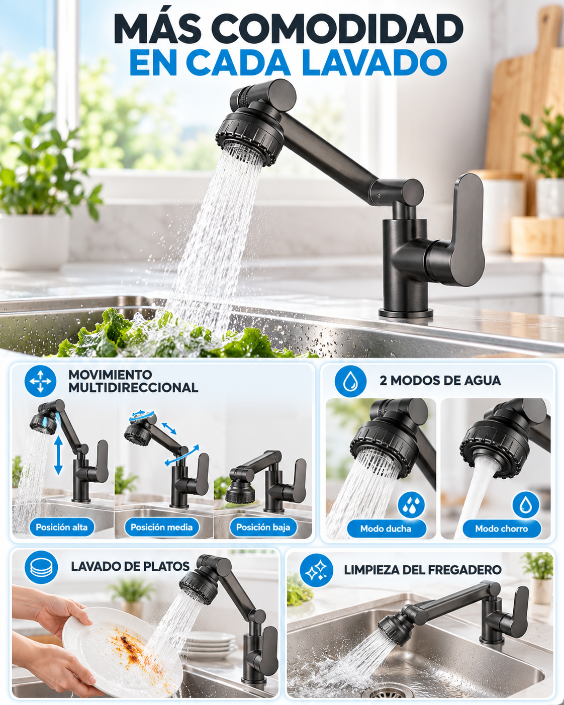 LLAVE MONOMANDO 360° DE COCINA