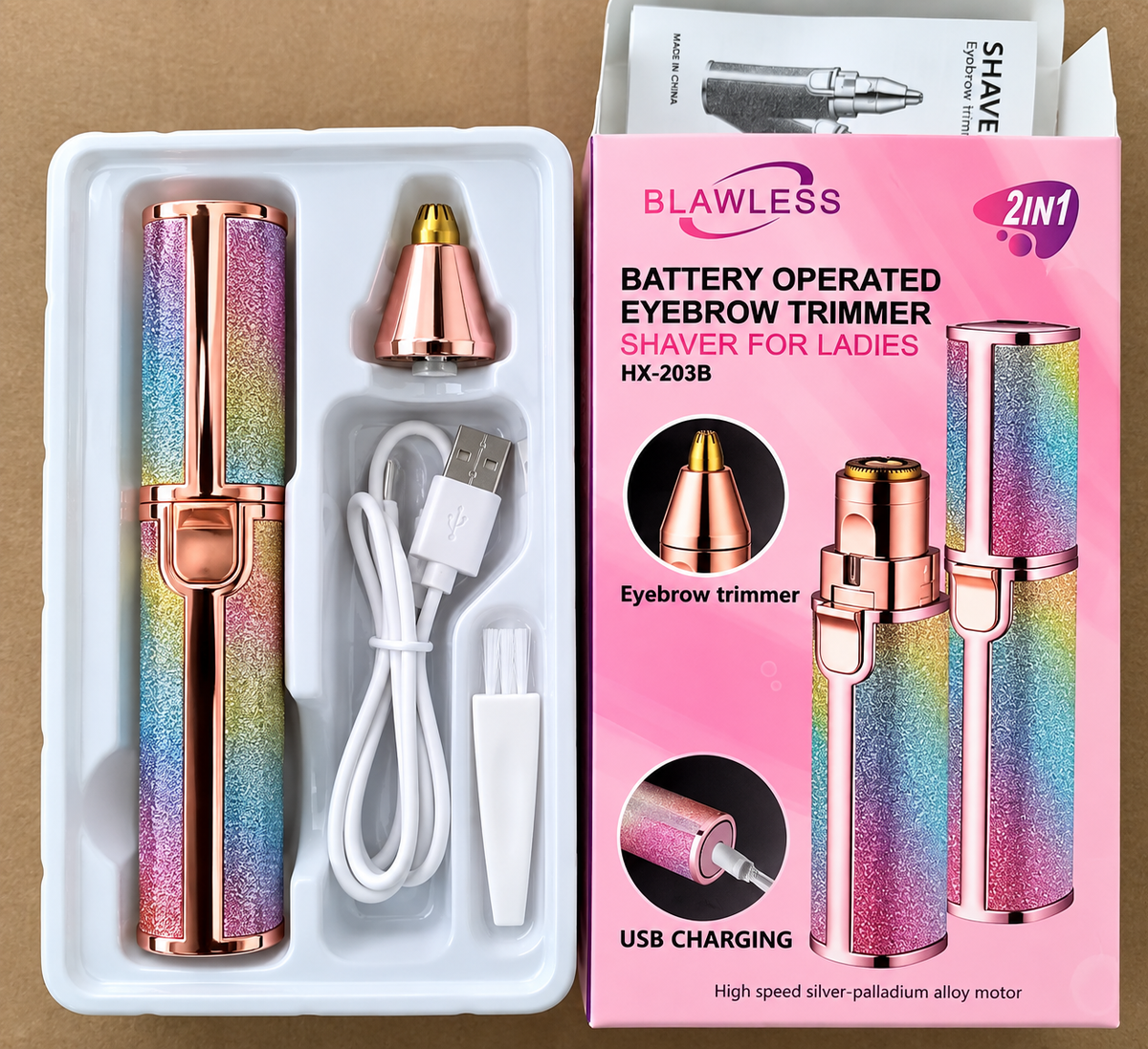Depiladora Facial y Cejas 2 en 1 Blawless Rosa
