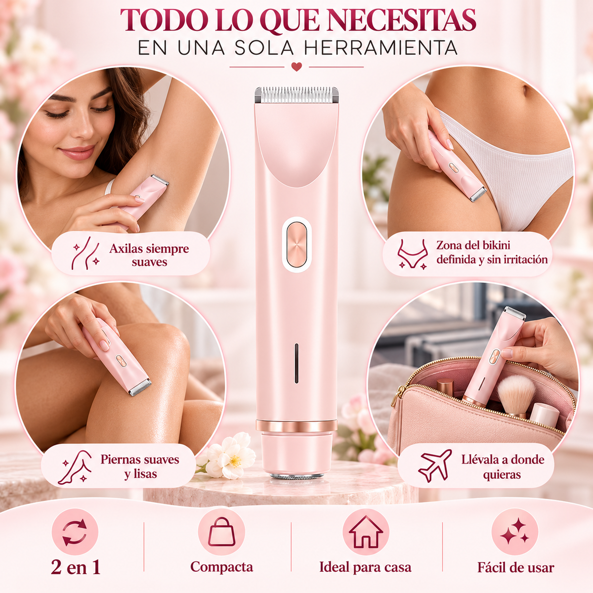 Depiladora femenina 2 en 1